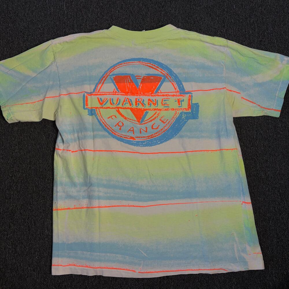 Vintage Vuarnet France Sunglasses Tie Dye Airbrush Graphic Ss Tee Cotton XL